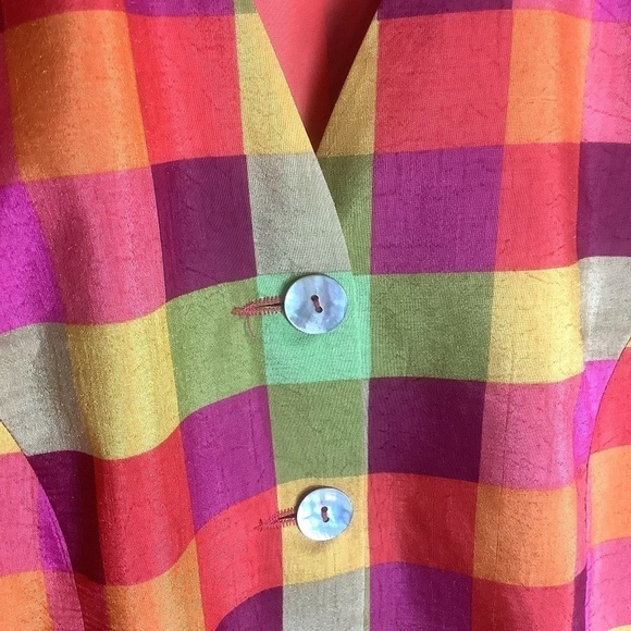 VINCI Vintage‎ Colorblock Gangnam Lined Silk Duster Coatigan Jacket - Picture 7 of 14